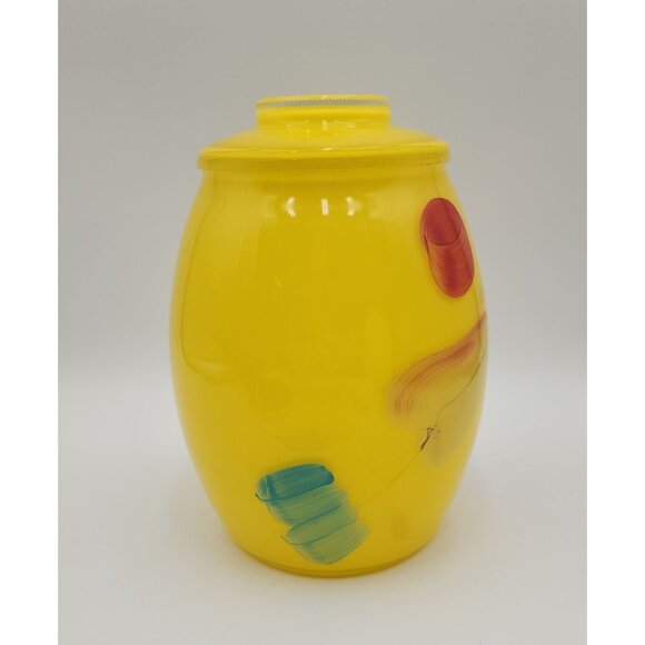Bartlett Collins Yellow Handpainted Glass Cookie Jar MCM Handpainted VTG 9.5 in - Picture 4 of 16